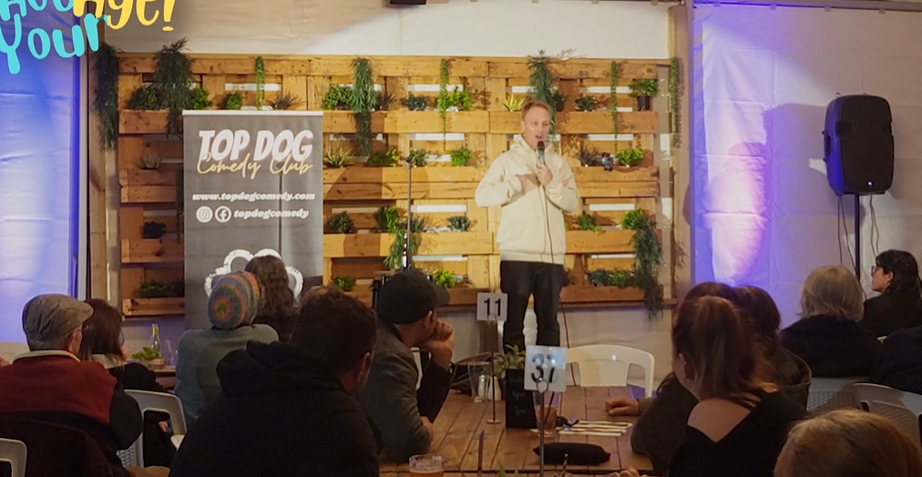 Promotional video for Top Dog Comedy Act Your Age Event